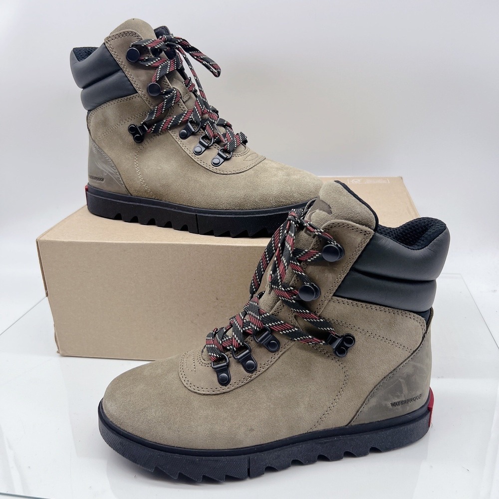SOREL Joan Of Arctic Next Lite Hiker Boot Leather Booties Sage Tan Womens US 6